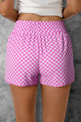 Smocked Elastic Waist Checkered Shorts OutfitFlow